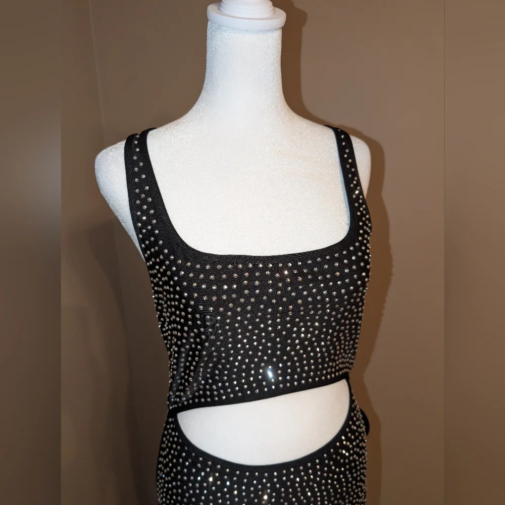 NWT Hot Miami Styles Sparkly Rhinestone Cut-Out Women's Jumpsuit - Picture 10 of 12